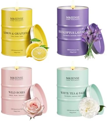 MSENSE 4 Pack Soy Wax Candles with Fragrance