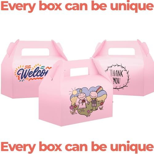 UnicoPak 30 Pack Pink Gable Treat Boxes