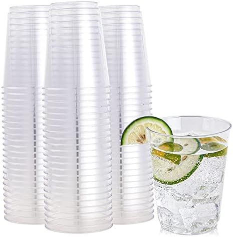 FOCUSLINE 10 Oz Clear Plastic Cups 100 Count
