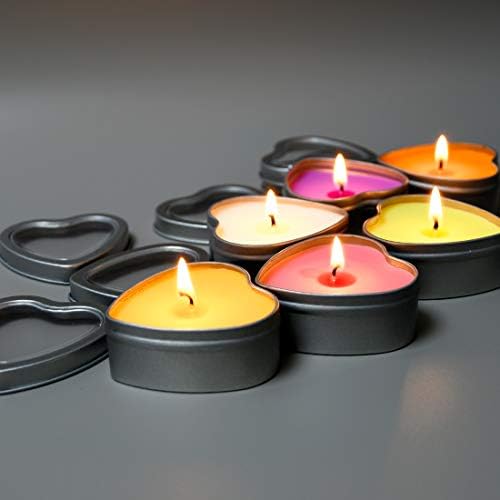 DEYBBY Scented Soywax Tea Light Candles Heart Shape 6 Hours Burn Time