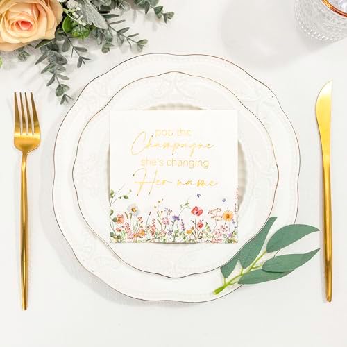 Crisky Bridal Shower Napkins Gold Foil Design 3 Ply 50 Count