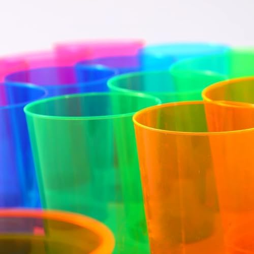 100 Pack 10oz Neon Plastic Cups for Parties