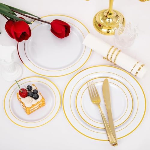 GATHER 700PCS Gold Plastic Plates for 100 Guests