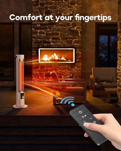 Aerozy Portable Infrared Heater with 60-Degree Oscillation and Remote Control