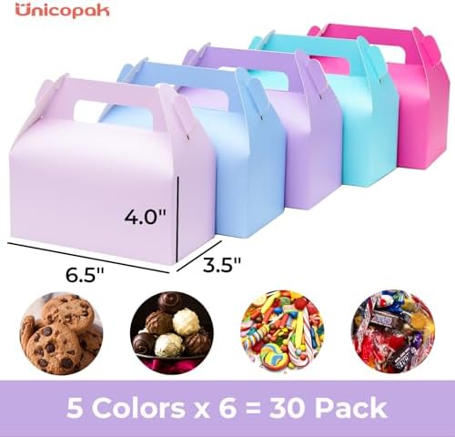UnicoPak 30 Pack Pastel Gable Treat Boxes
