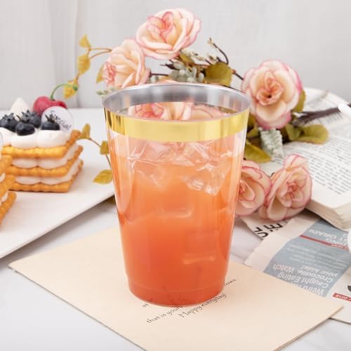 100 Pack 12 Oz Gold Plastic Cups for Parties and Weddings