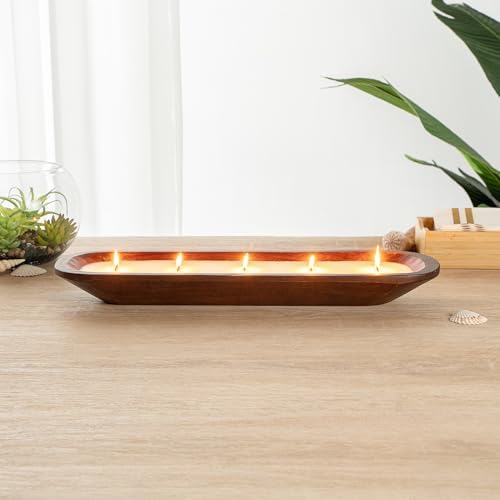 Restaurantware Coco Casa Wood Dough Bowl Candle