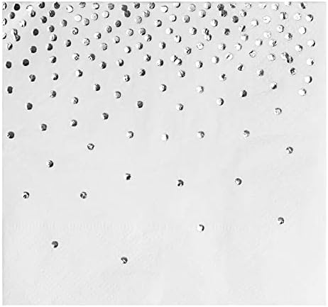 Juvale 100 Pack Silver Confetti Napkins 3-Ply