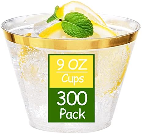 Ciaell 300PCS Gold Plastic Cups for Party and Wedding