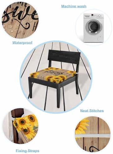 Shine-Home Sunflower 4 Pack Waterproof Chair Cushion Covers with Ties