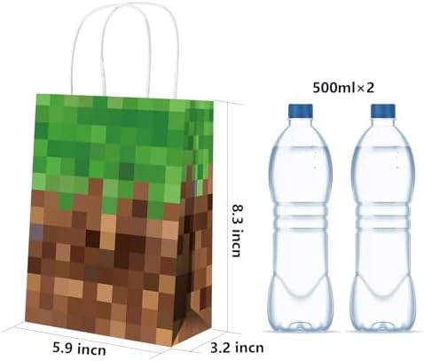 Pixel Party Favors Bags 16pcs - Game Theme Gift Bags with Handles