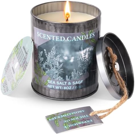 Scented Candles for Home 8oz Soy Candle 50H Burn Sea Salt Sage
