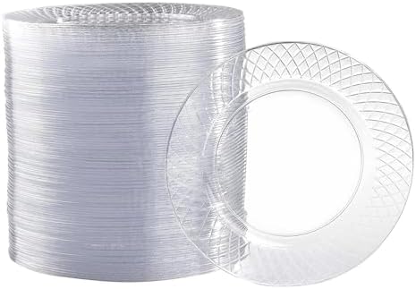Prestee 100 Pack Clear Plastic Plates for Parties