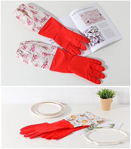 Reusable Waterproof Latex Rubber Gloves with Fleece Lining 2 Pairs