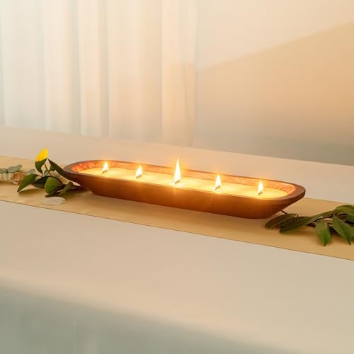 Coco Casa Wood Dough Bowl Candles with Wooden Wick
