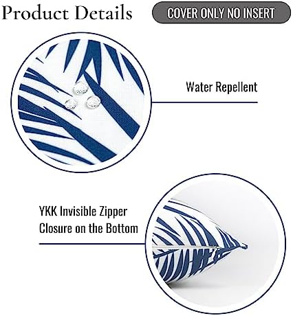Hofdeco Premium Navy Blue Palm Leaf Throw Pillow Cover