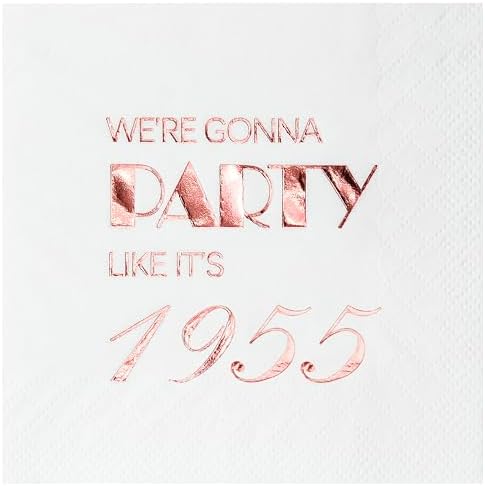 Crisky 70th Birthday Rose Gold Cocktail Napkins 50 Pcs 3-Ply