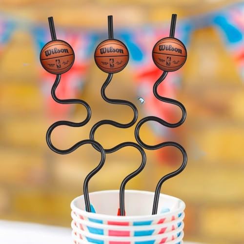 Amscan Unique Black NBA Wilson Silly Straw - 105 Pack of 12