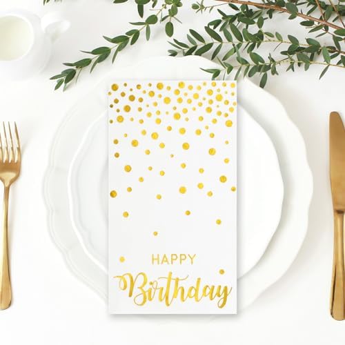 50Pcs Happy Birthday Gold Foil Dots Napkins