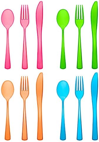 Party Essentials Heavy-Duty Neon Cutlery Combo Pack 288 Pieces