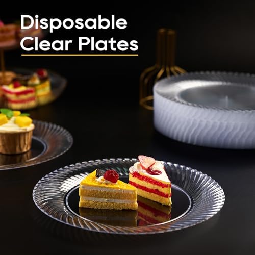FOCUSLINE 10 Inch Clear Plastic Plates 100 Count