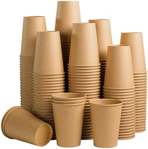180 Pack 12 OZ Brown Kraft Paper Cups for Events