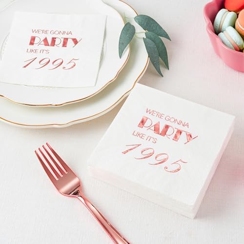 Crisky 30th Birthday Rose Gold Cocktail Napkins 50 Pcs