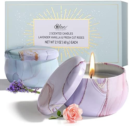 2-Pack Soy Candles Gift Set - Lavender Vanilla Rose