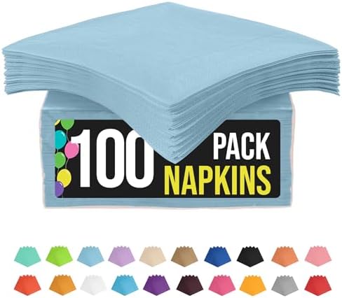 Party Solids Light Blue Disposable Napkins 100 Pcs 2 Ply