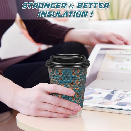 Qunclay Disposable Paper Coffee Cups with Lids 12 oz
