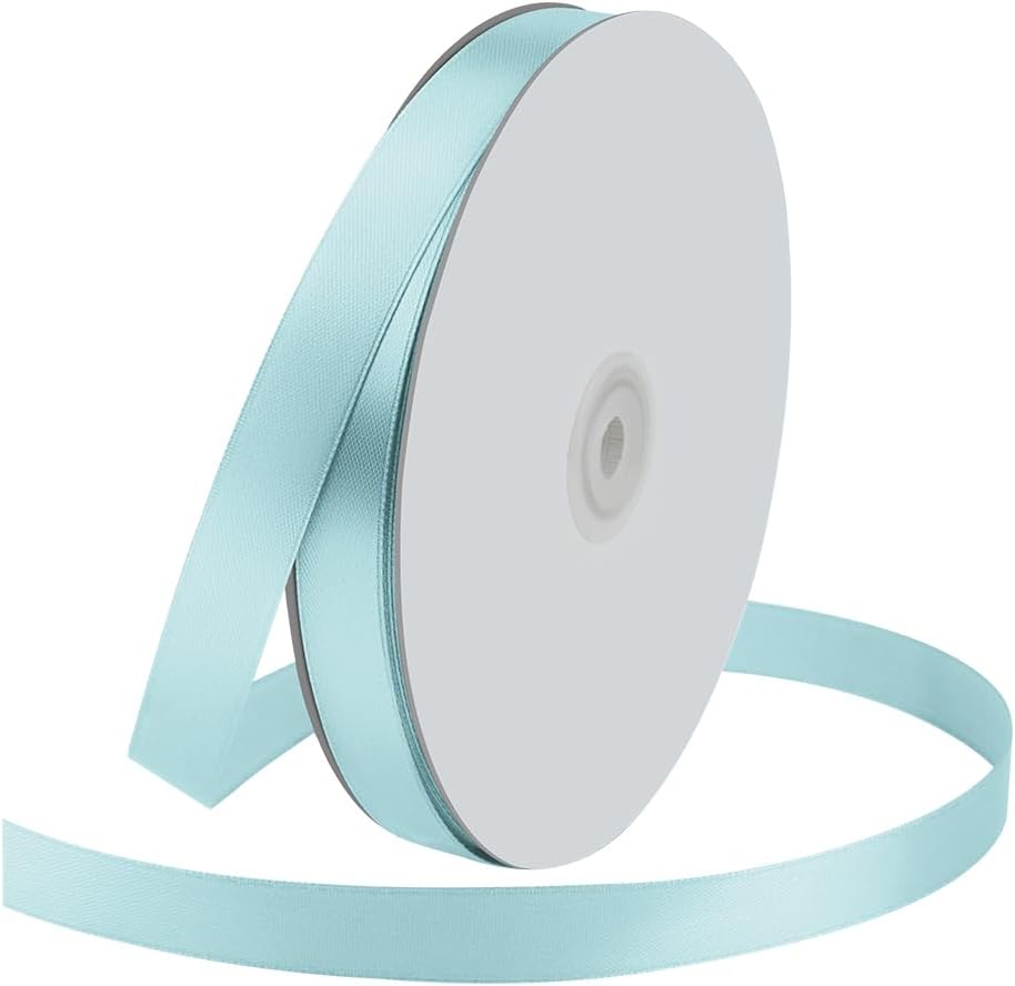 KMER LIFE 5 8 Inch x 100 Yard Polyester Satin Ribbon Baby Blue