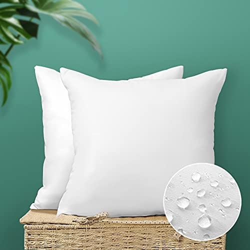 OTOSTAR Outdoor Pillow Inserts - 2 Pack Water Resistant 18x18 Inch White