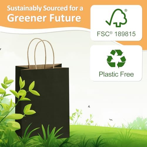 BagDream Kraft Paper Bags 25Pcs 525x3x8 Inch Small Gift Sacks with Handles