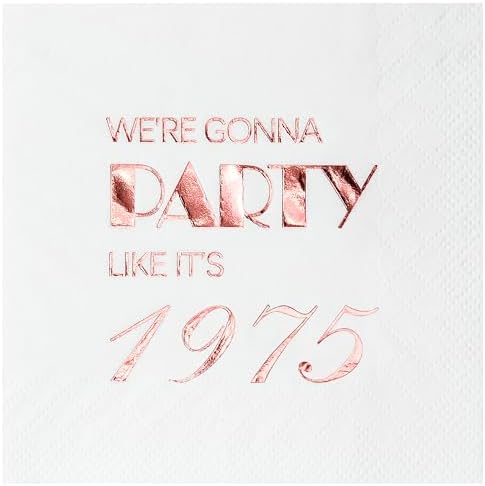 Crisky 50th Birthday Rose Gold Cocktail Napkins 50 Pcs