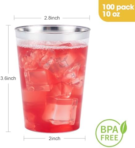 Goodluck 100PCS 10oz Silver Plastic Cups for Parties