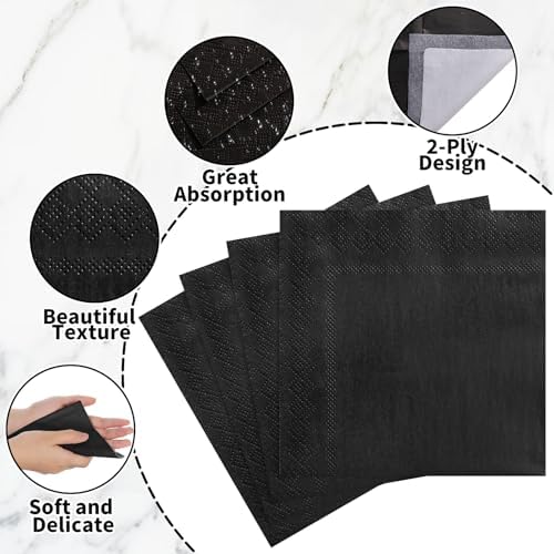 120 Pcs Black Cocktail Napkins for Parties