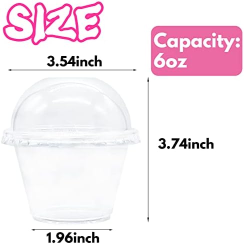Clear Plastic Cups with Lids 6 oz - 50 Pack Party Dessert Cups