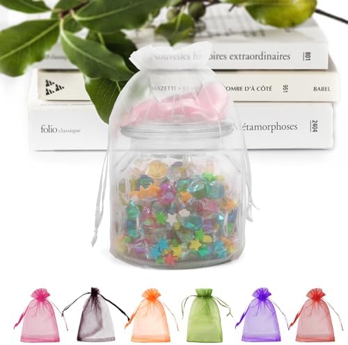 ANZNKU 50 Pack White Organza Gift Bags 6x9 Inch