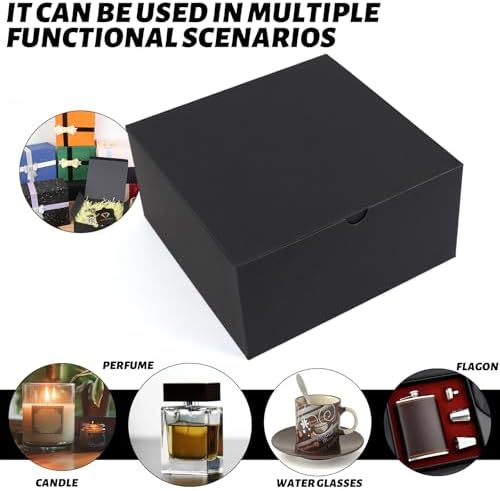 YUEFANBOX Black Gift Boxes 10 Pack 8x8x4 Inches