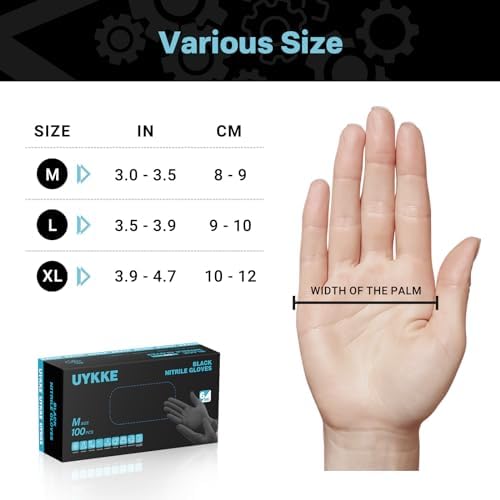UYKKE 5mil Nitrile Gloves 1000pcs Black Disposable Gloves