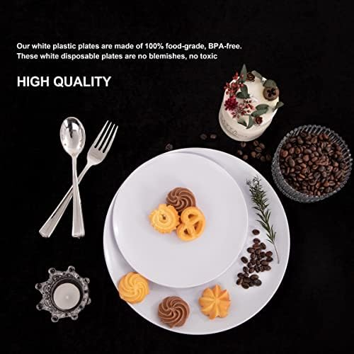 PULOTE 100PCS White Plastic Plates for Party and Wedding