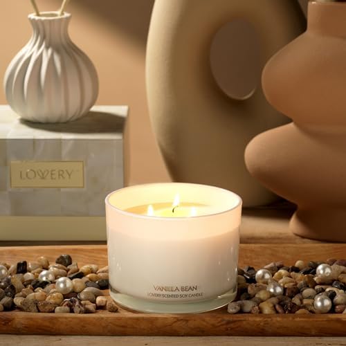 Luxury Vanilla Soy Candles 3 Wick Jar 50 Hour Burn