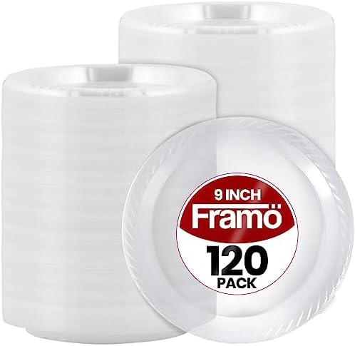 9 Inch Clear Plastic Plates 120 Pack by Framo
