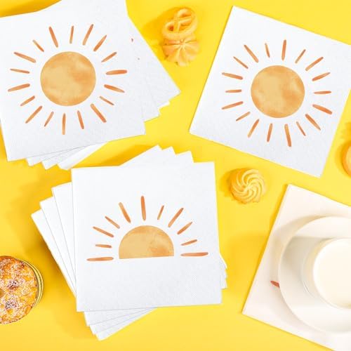 100 PCS Boho Sun Paper Napkins for Birthday Party