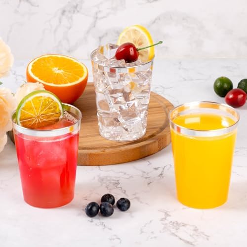 Goodluck 100PCS 10oz Silver Plastic Cups for Parties