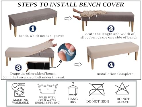 SPRINGRICO Stretch Dining Bench Cover Taupe