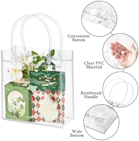 Ohuimrt 30 PC Clear Gift Bags with Handles and Ribbon
