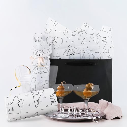 MR FIVE 100 Sheets Black Polar Bear Tissue Paper Bulk