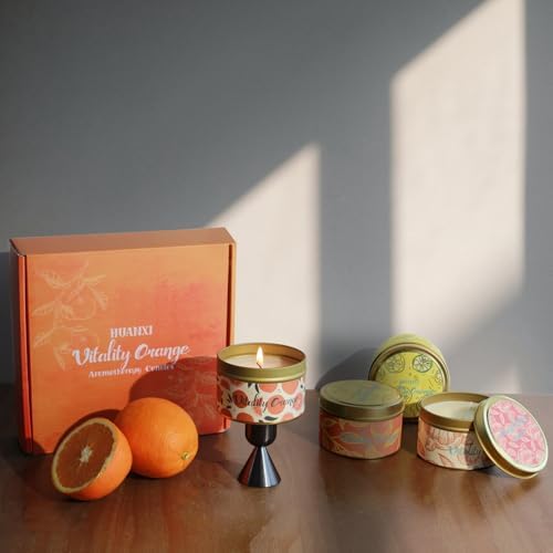 HUANXI Orange Scented Candles Gift Set 4 Pack