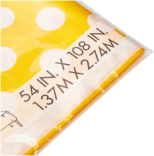 Yellow Polka Dot Plastic Tablecloth 108x54